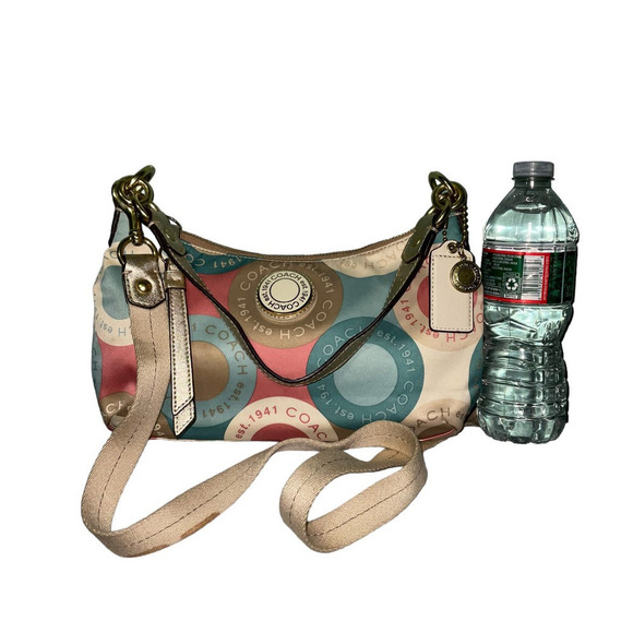 Coach Rare Snaphead Multicolor Satin Signature Print Leather Trim CrossBody Bag - Picture 14 of 15